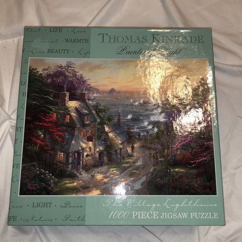 New Ceaco Thomas Kinkade Puzzle Painter of Light 1000 pc Village Lighthouse